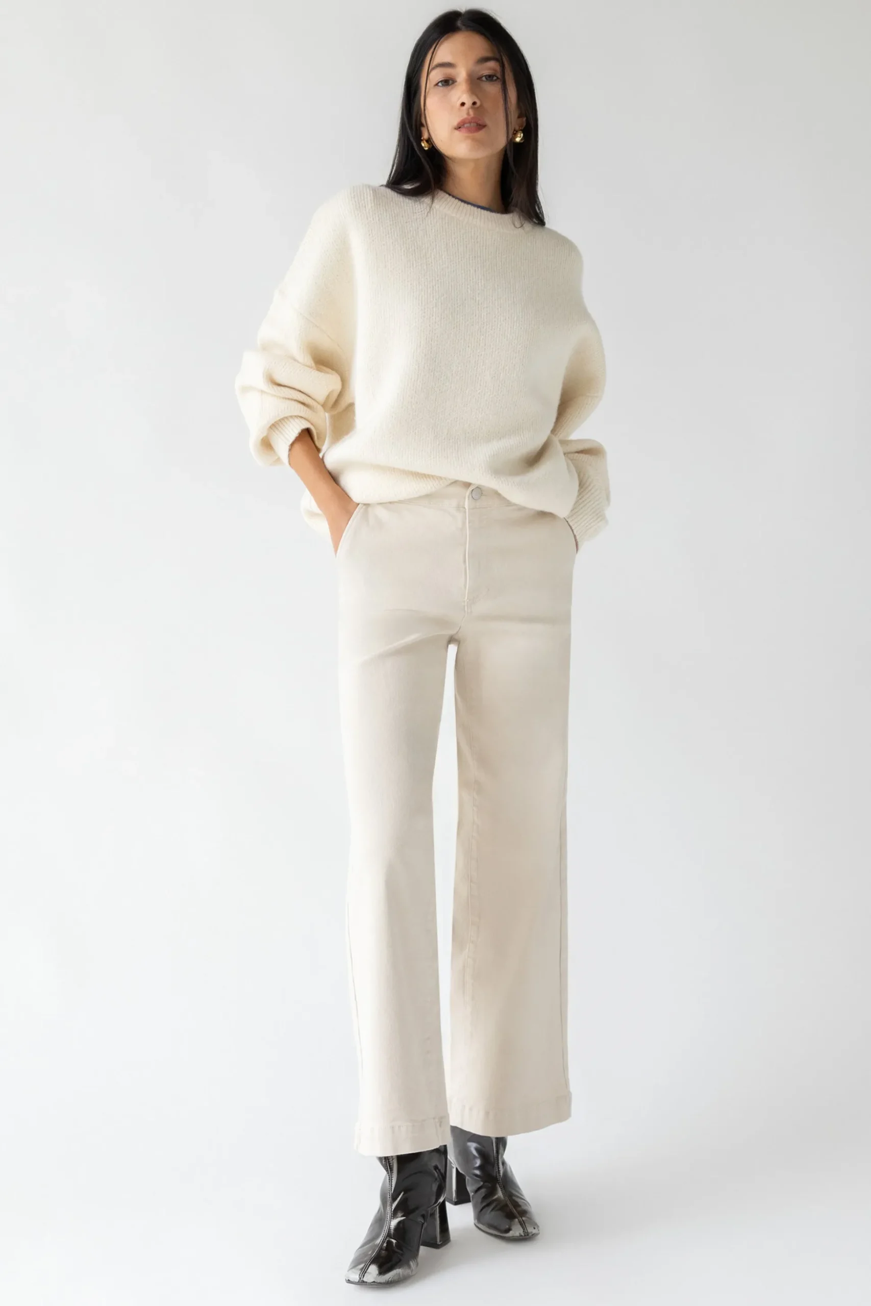 LONG LENGTH 30" TWILL WIDE LEG PANT