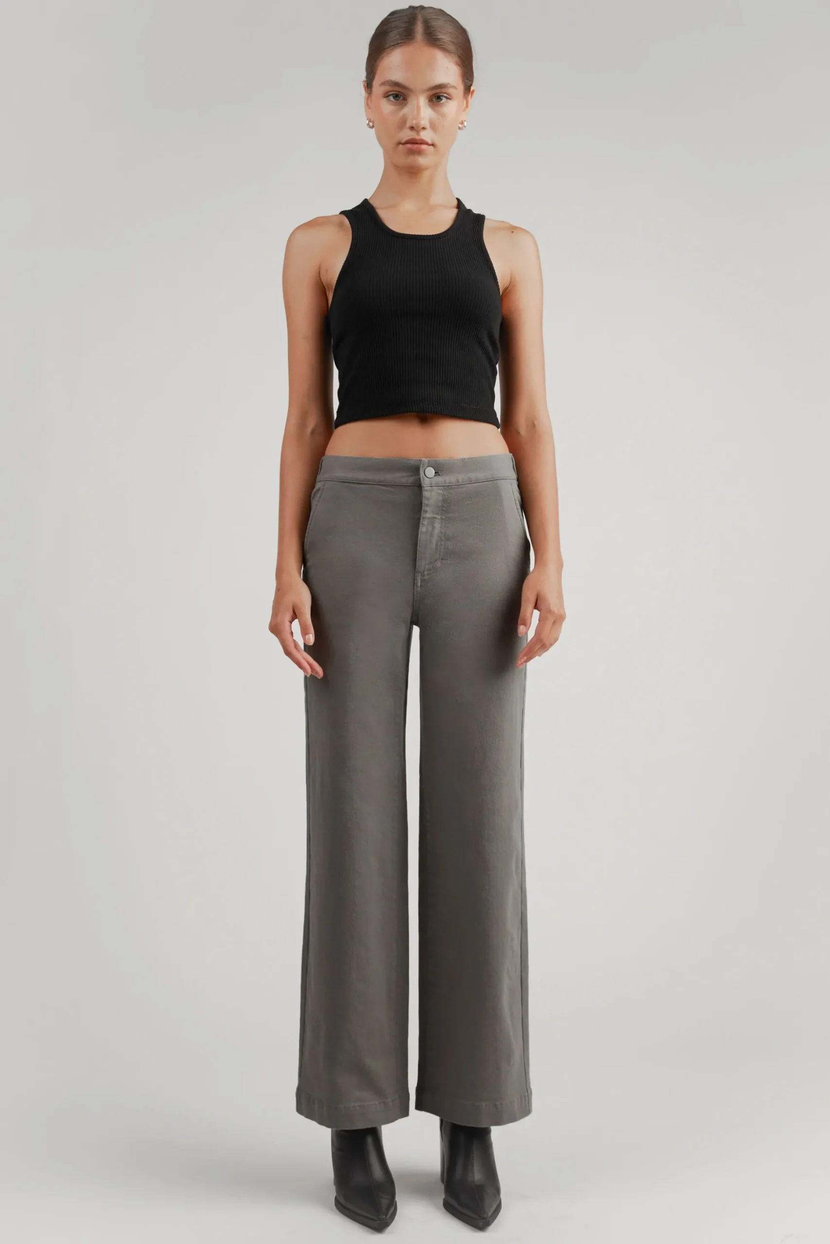 LONG LENGTH 30" TWILL WIDE LEG PANT