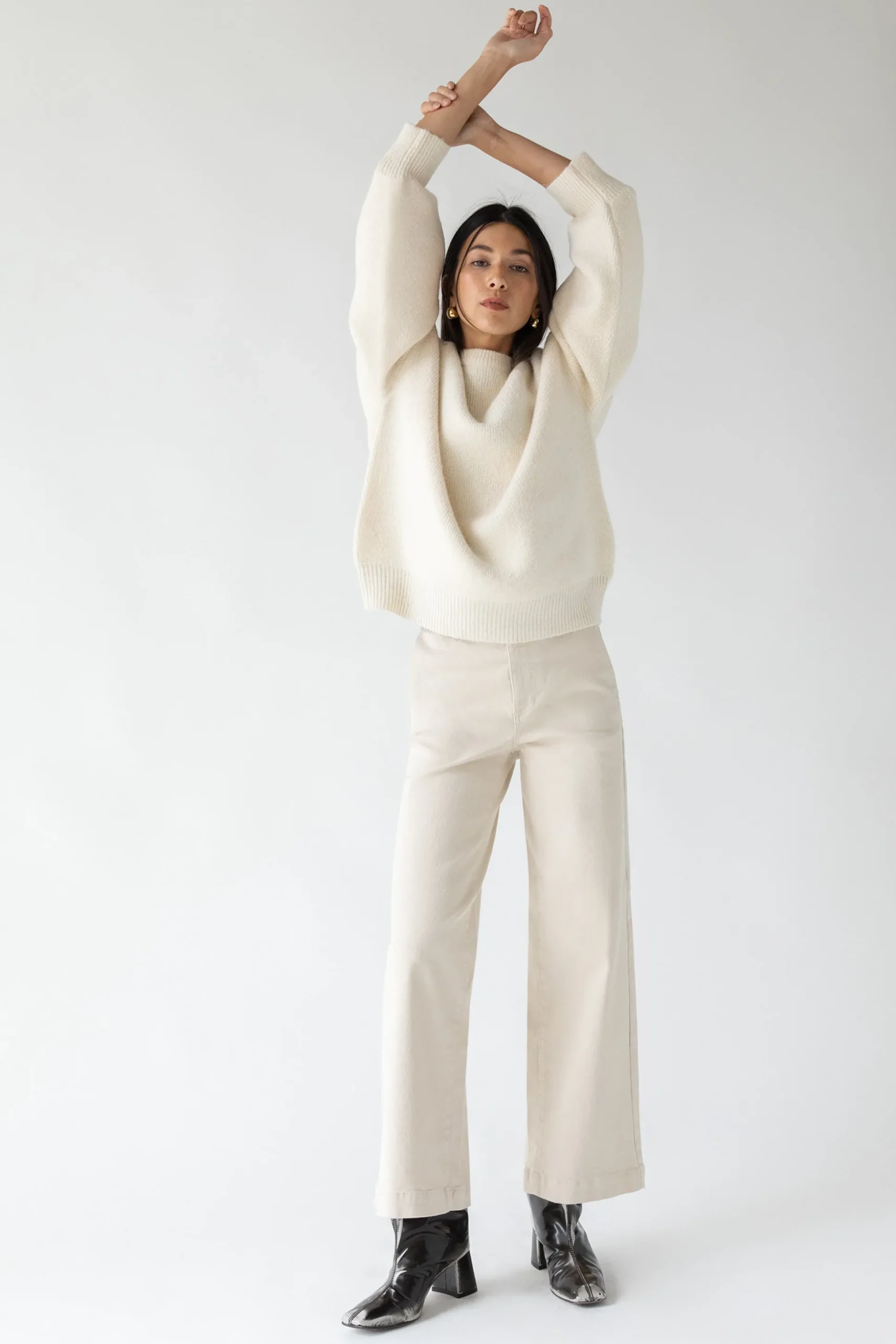 LONG LENGTH 30" TWILL WIDE LEG PANT