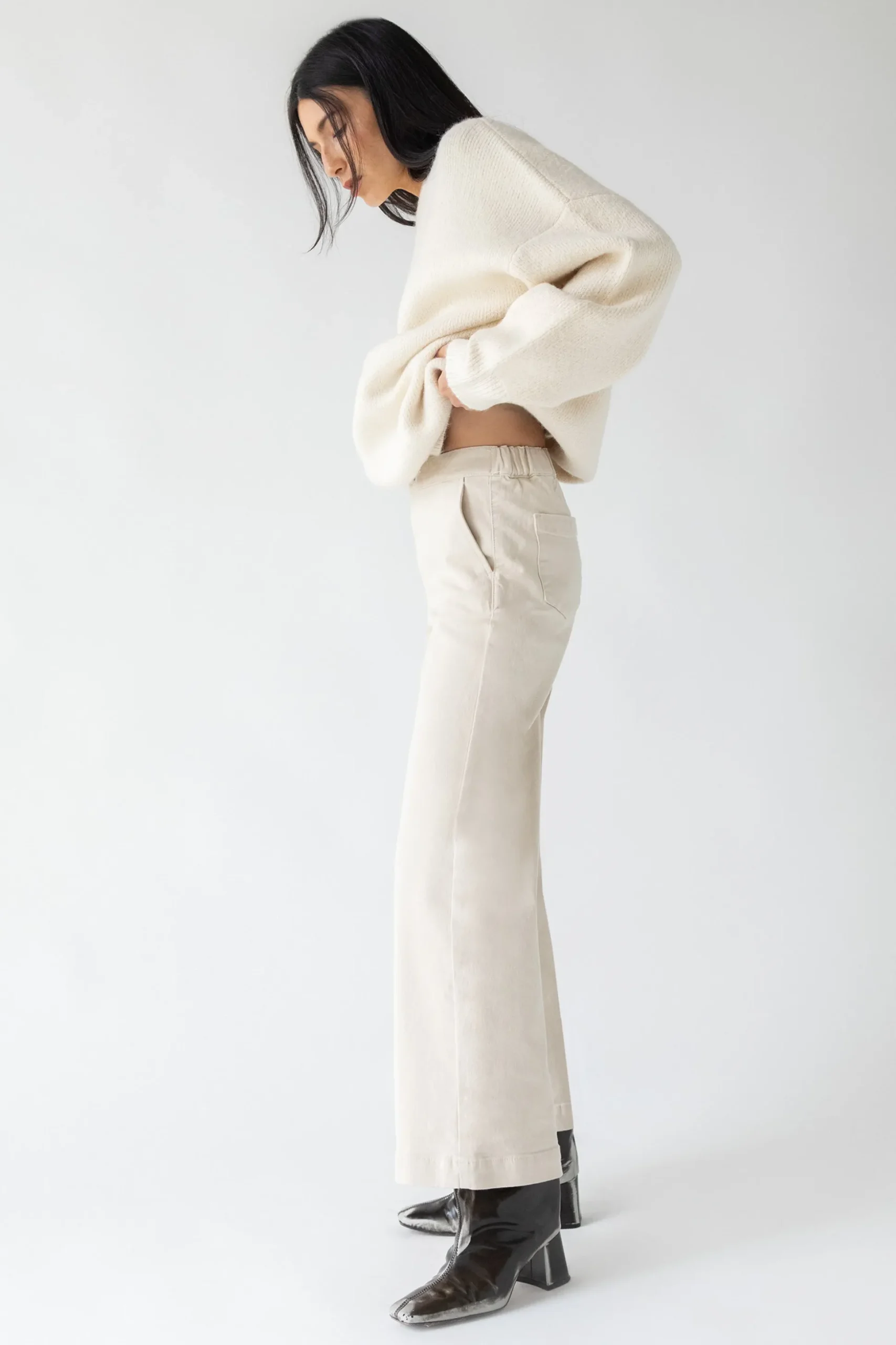 LONG LENGTH 30" TWILL WIDE LEG PANT