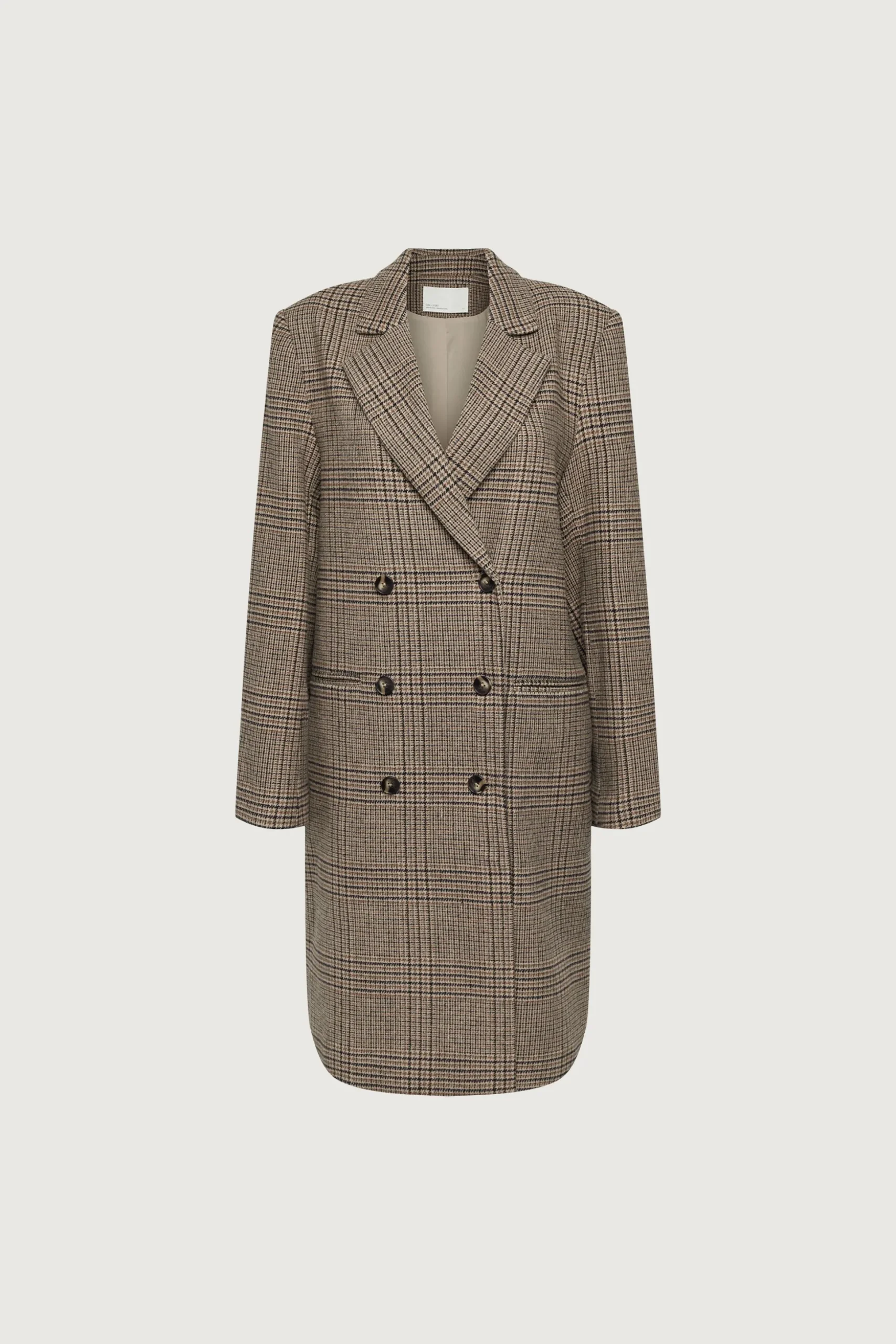 PLAID WOOL BLEND DOUBLE-BREASTED COAT