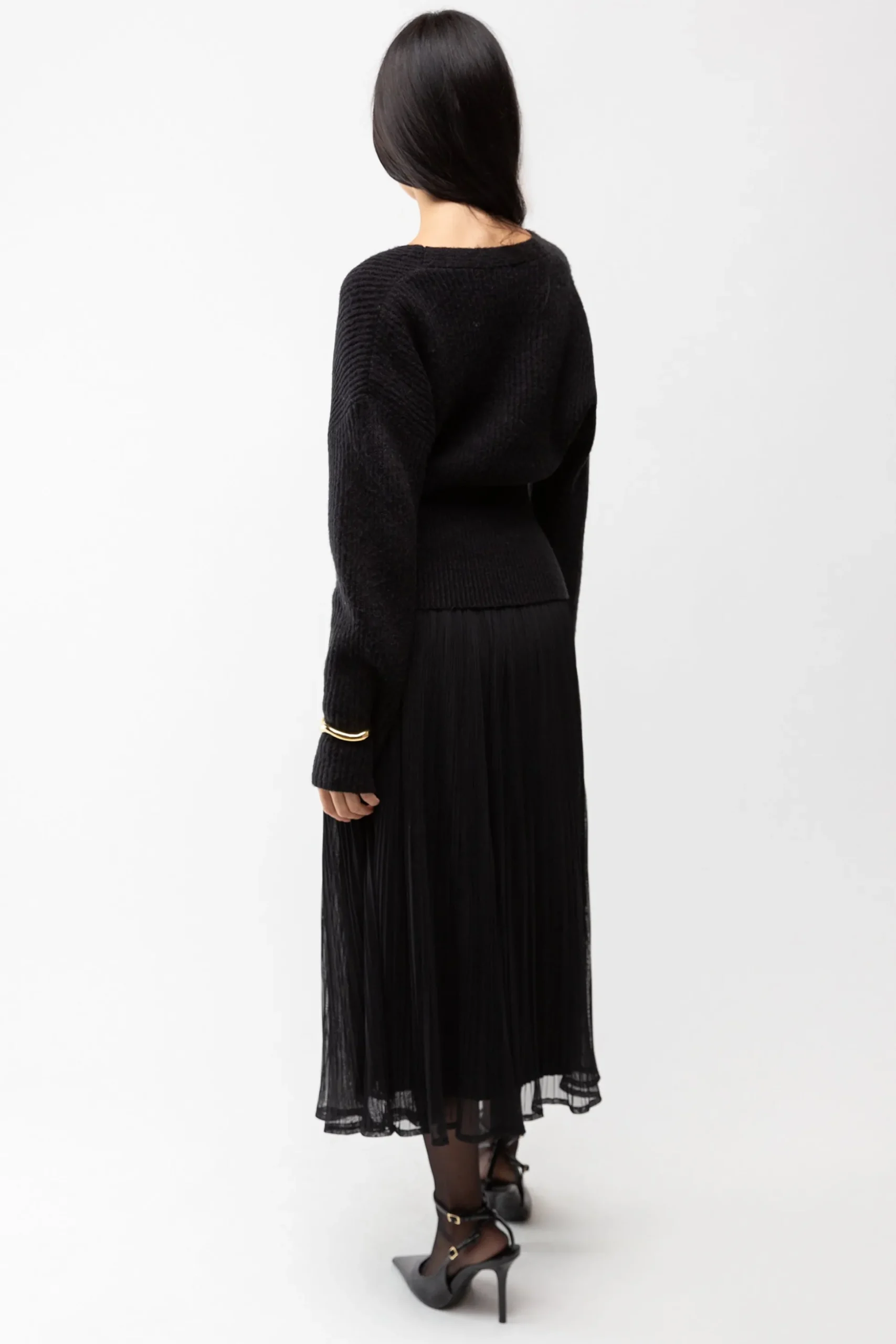 PLEATED LAYER MAXI SKIRT