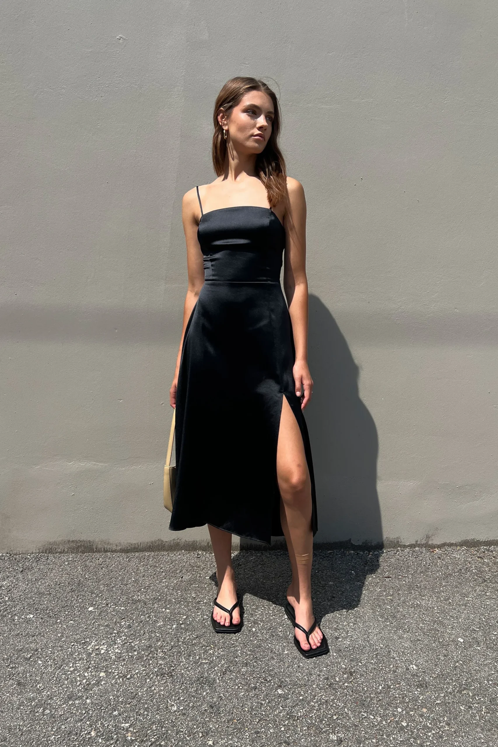SQUARE NECK OPEN BACK DRESS