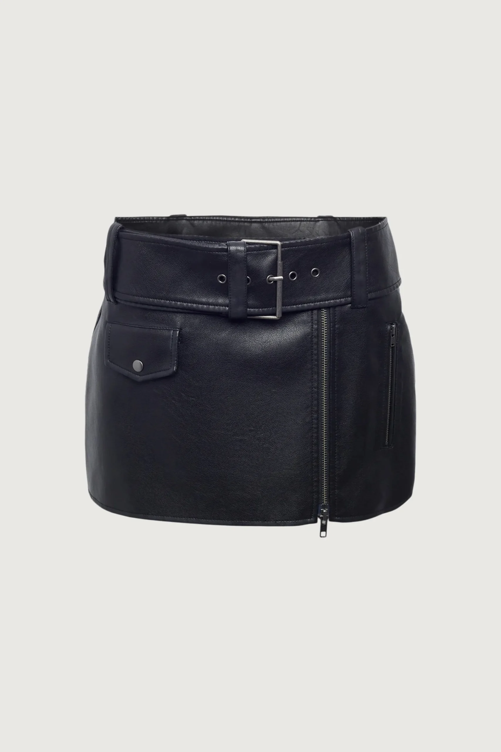 VEGAN LEATHER MOTO MINI SKIRT