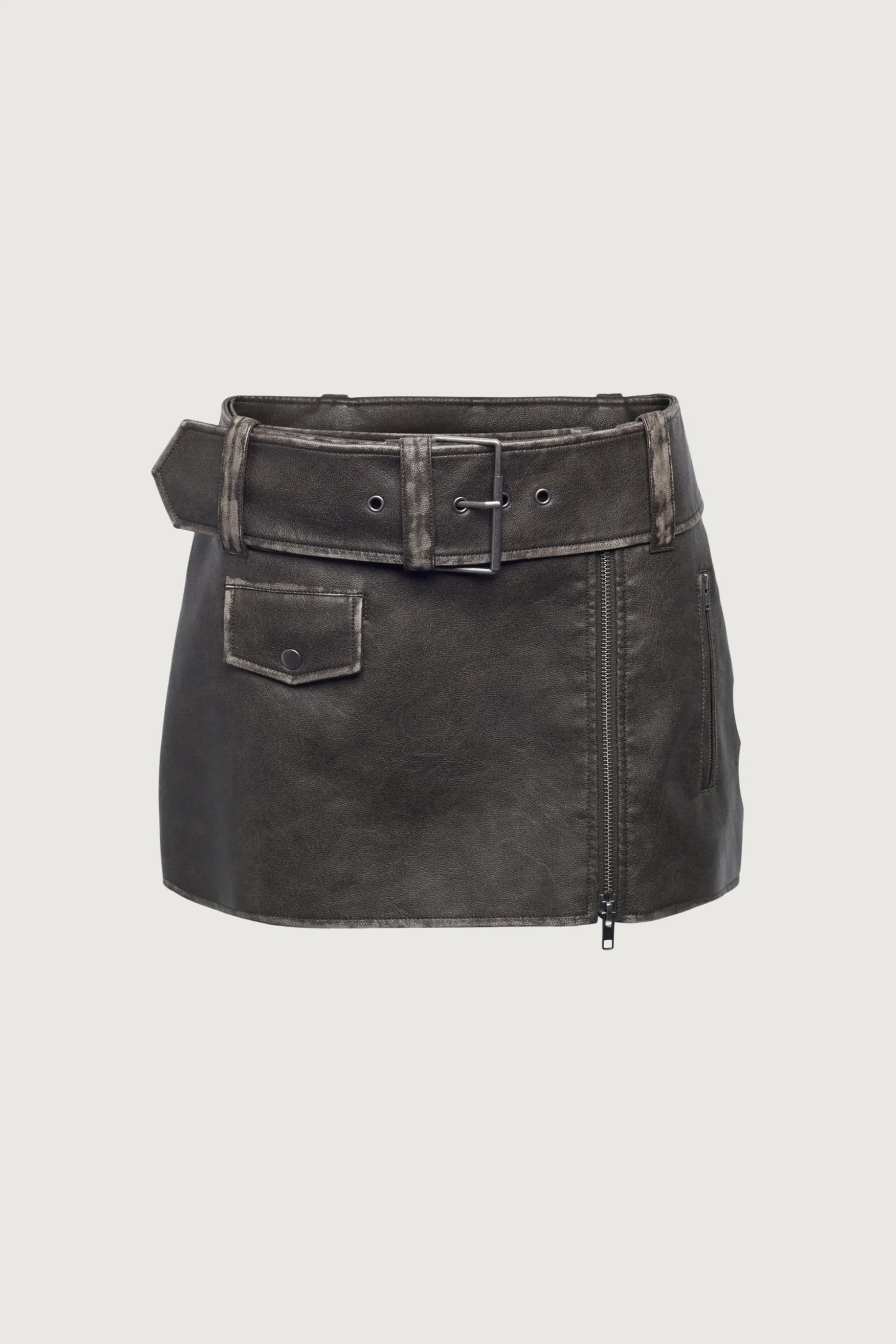 VEGAN LEATHER MOTO MINI SKIRT